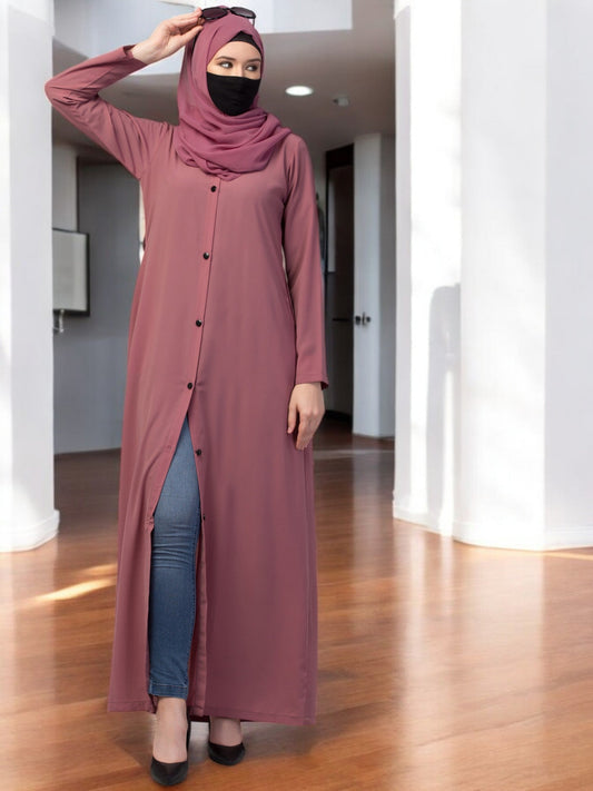 Front Open Abaya With Matching Fabric Belt