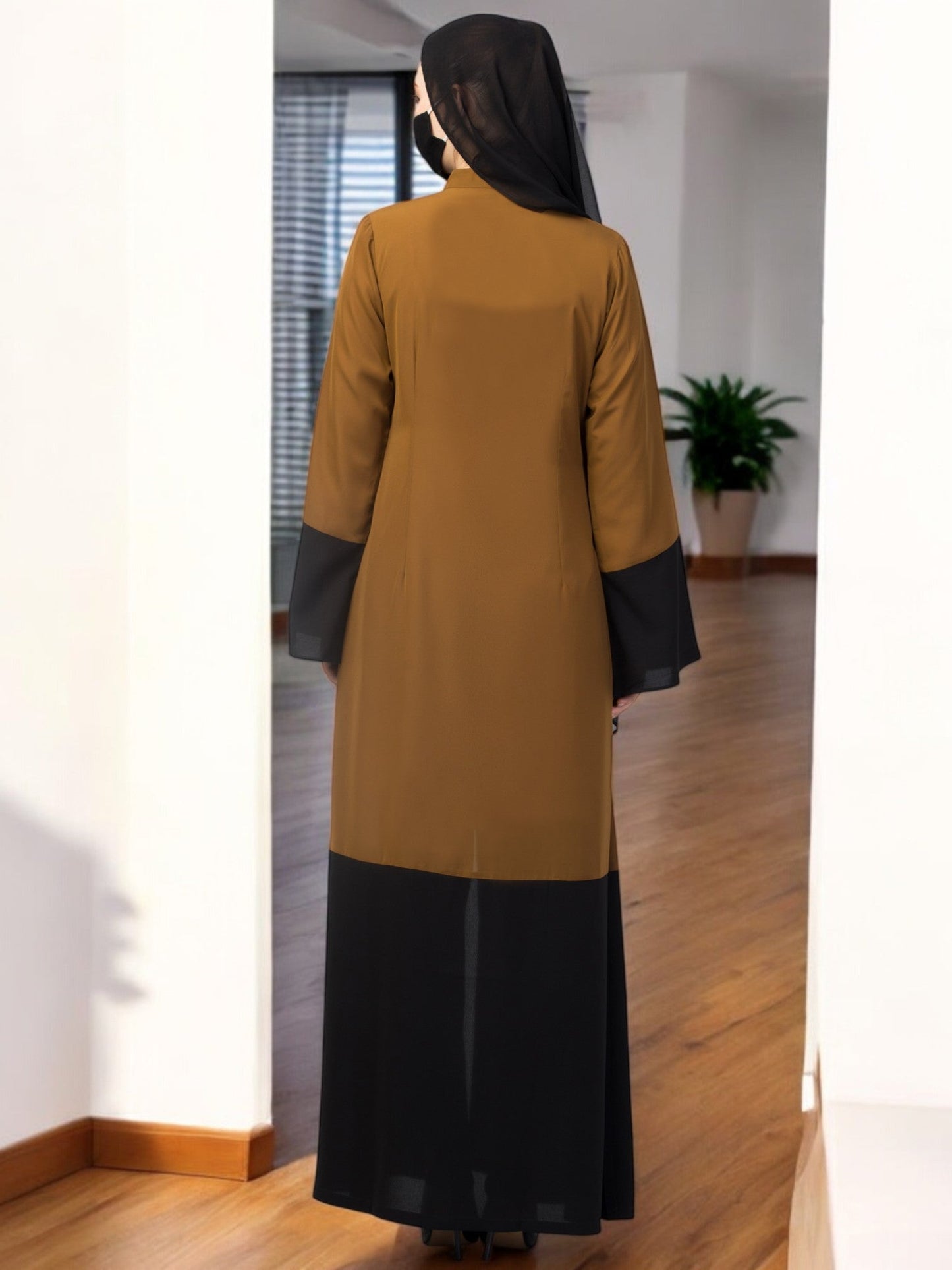 Front Open Abaya With Metal Zipper.