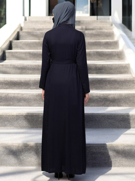 Elegant Front Open Abaya Dress with Wooden Button