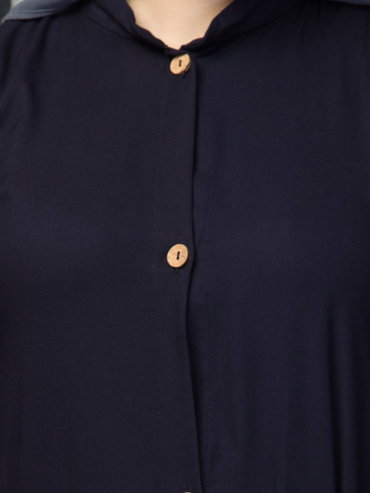 Elegant Front Open Abaya Dress with Wooden Button