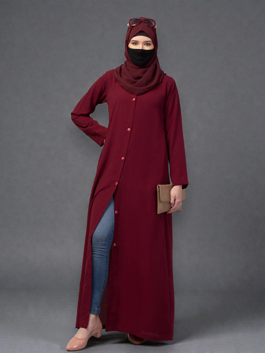 Front Open Abaya In Firdaus Fabric With Pockets & Matching Belt
