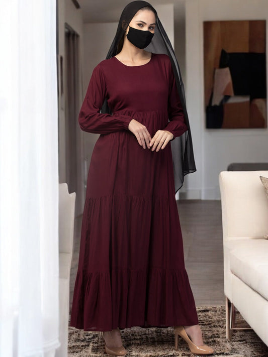 Multi Layered- Maxi Dress With Elasticated Sleeves