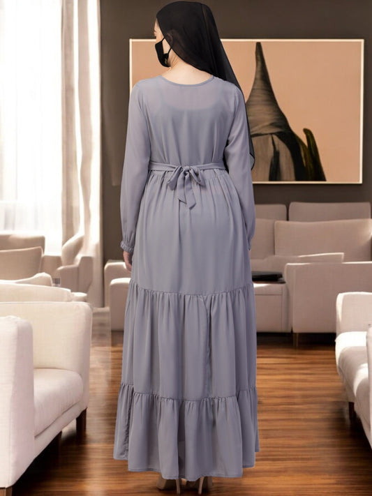 Multi Layered- Maxi Dress With Elasticated Sleeves