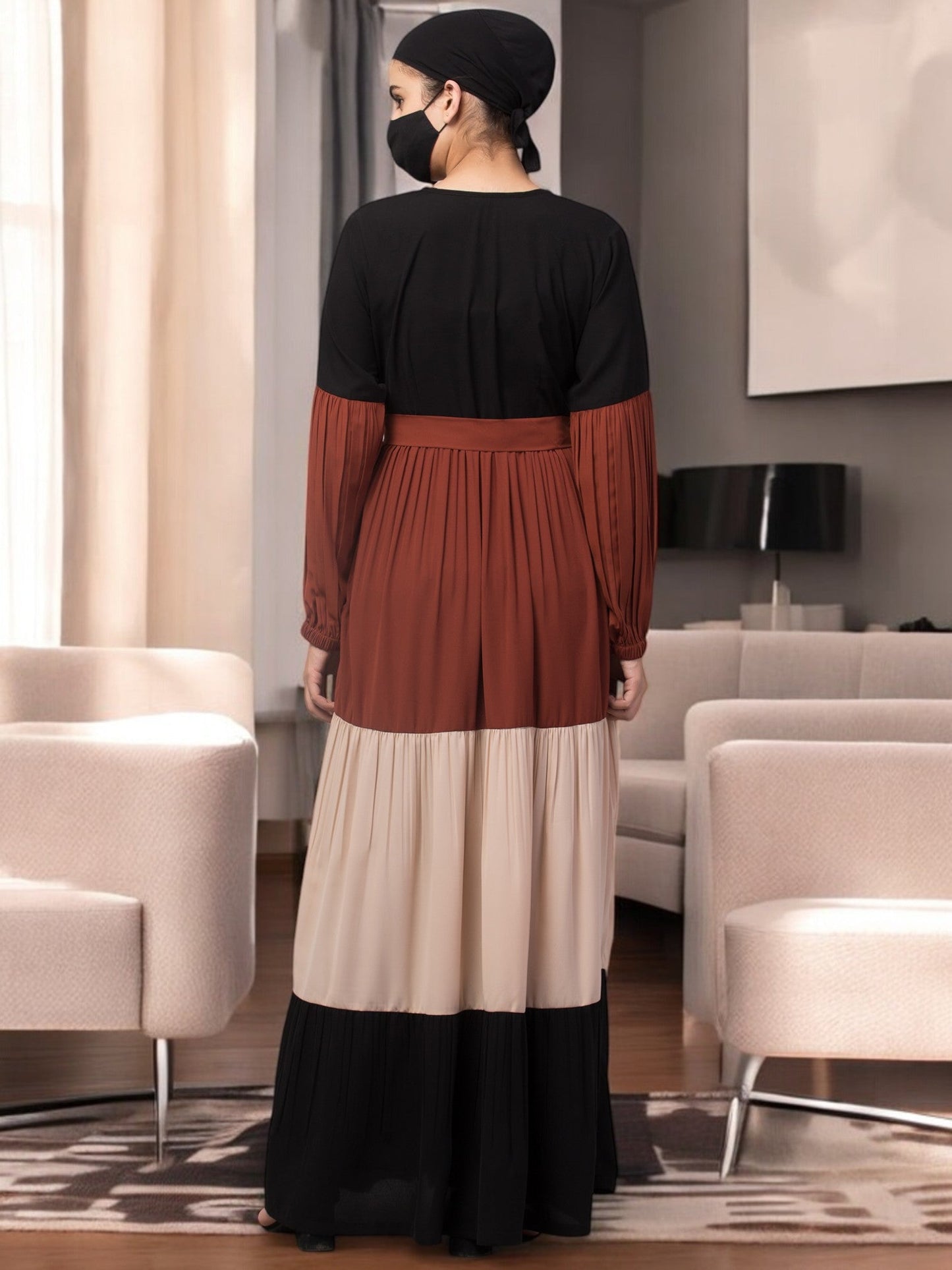 Multi Colored and Multi-Tiered Abaya Dress.