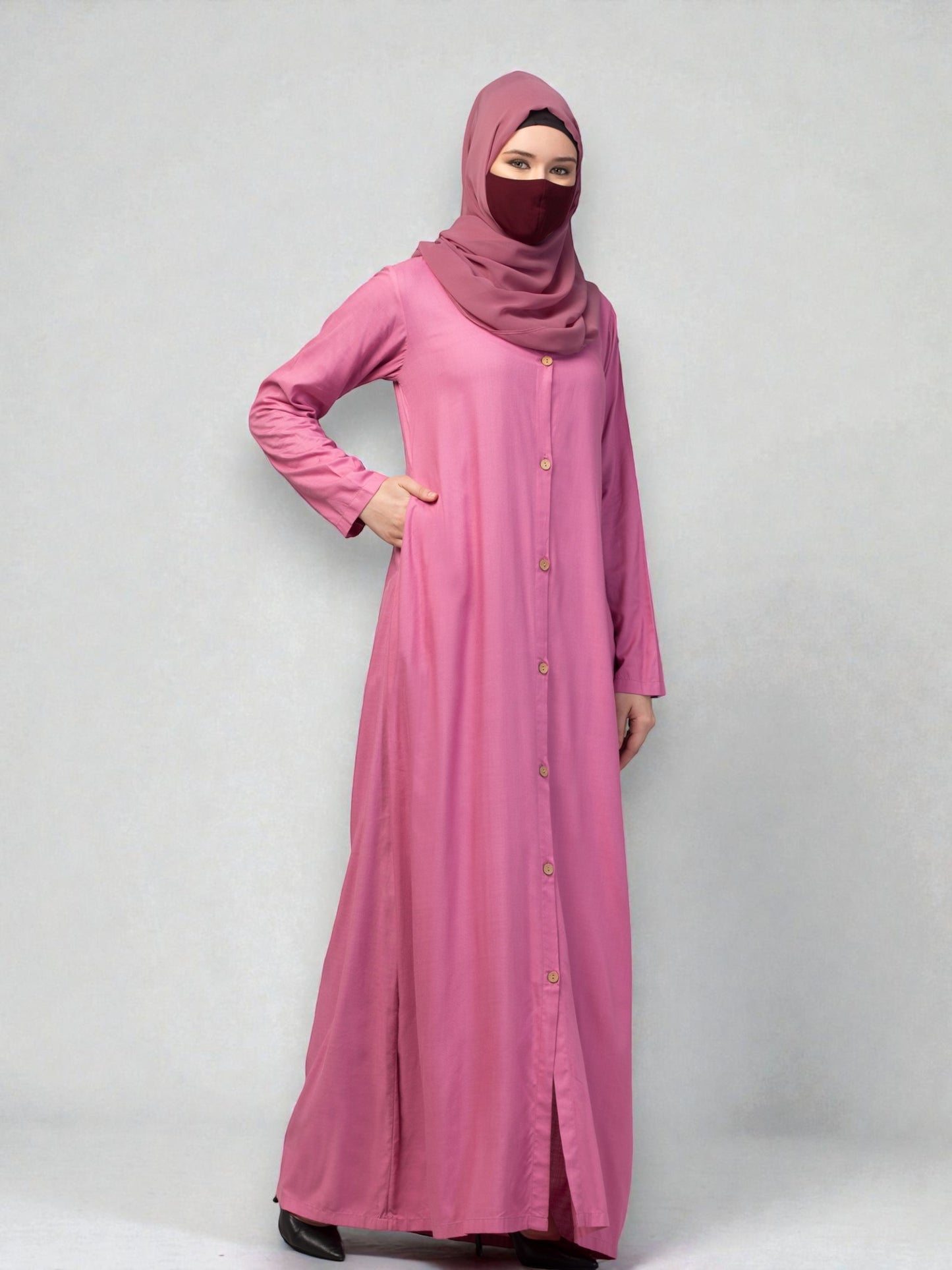 Elegant Front Open Summer Abaya Dress in Rayon Fabric