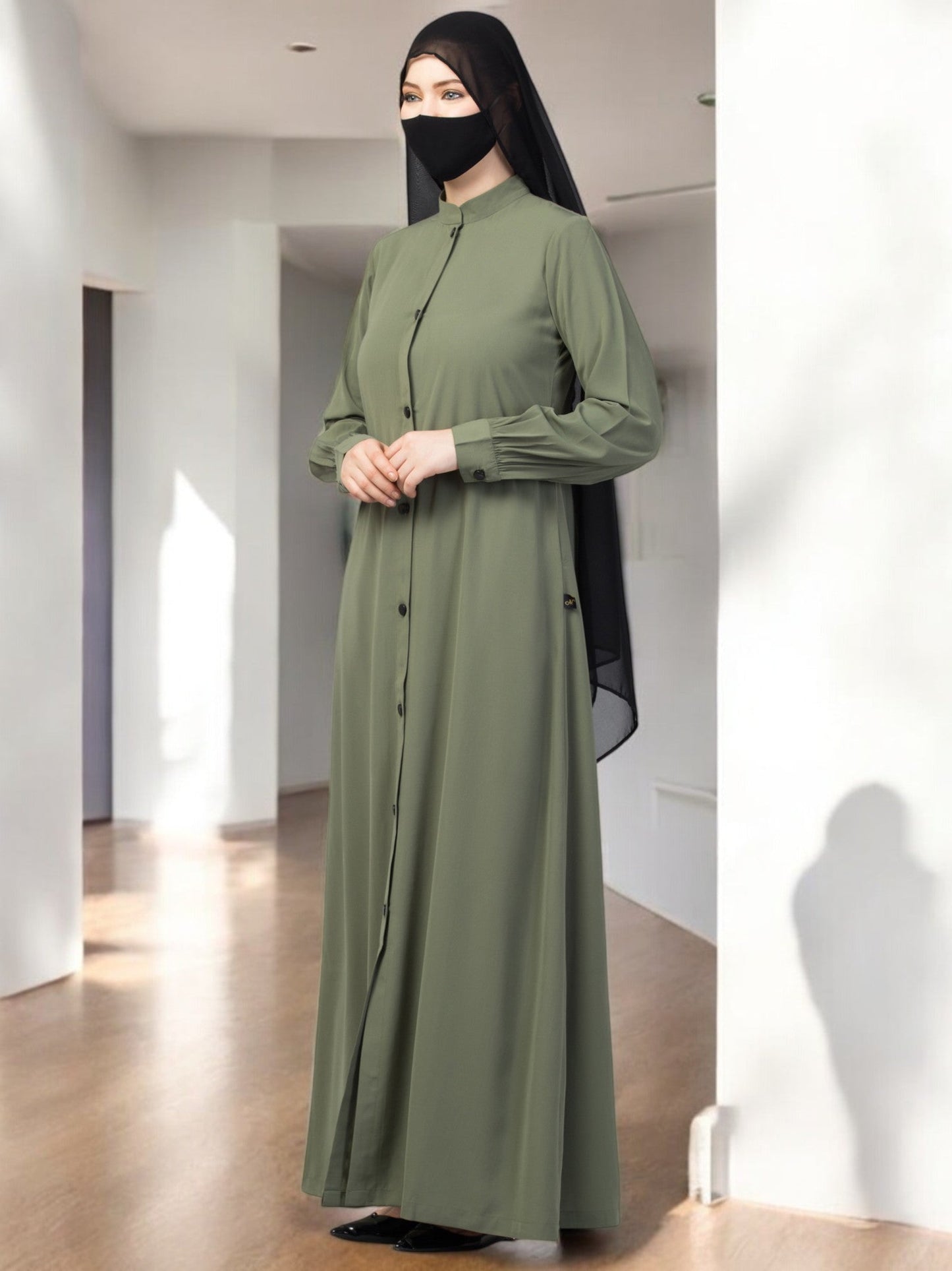 Front Open Abaya With Side Pockets