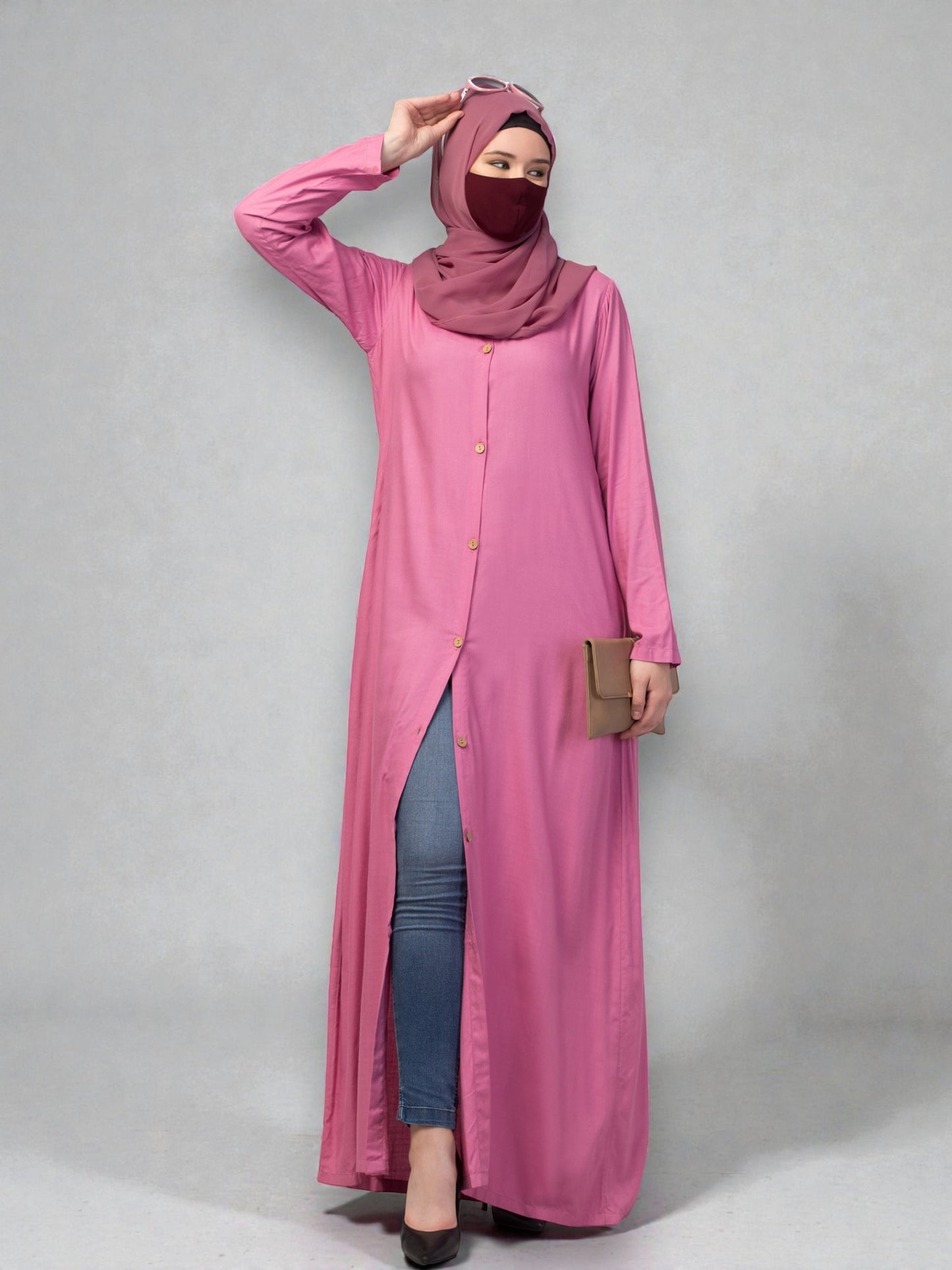 Elegant Front Open Summer Abaya Dress in Rayon Fabric
