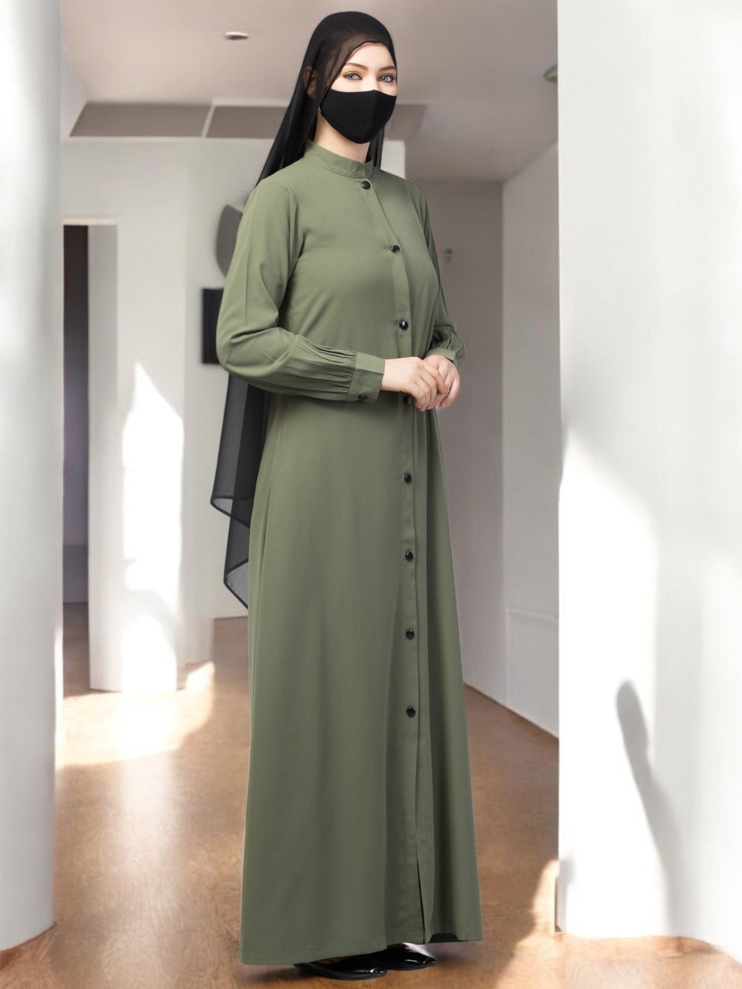 Front Open Abaya With Side Pockets