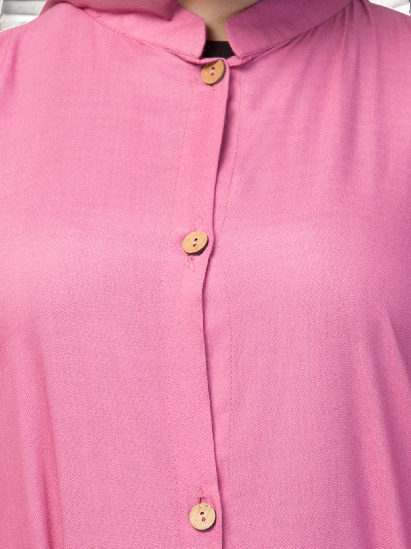 Elegant Front Open Abaya Dress with Wooden Button