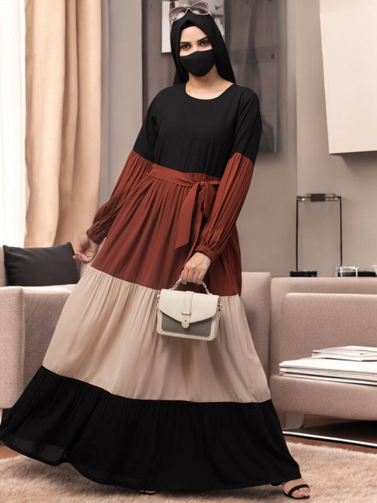 Multi Colored and Multi-Tiered Abaya Dress.