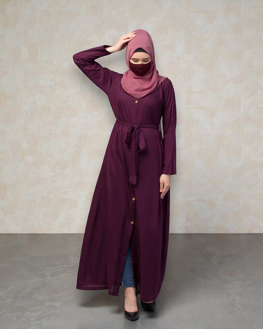 Elegant Front Open Summer Abaya Dress in Rayon Fabric
