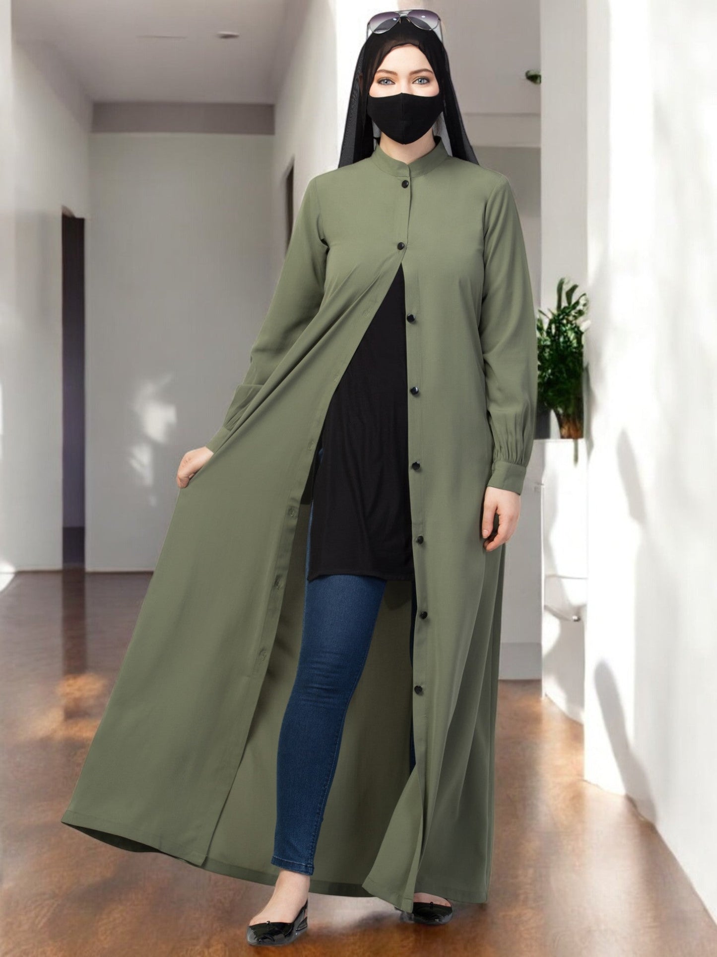 Front Open Abaya With Side Pockets