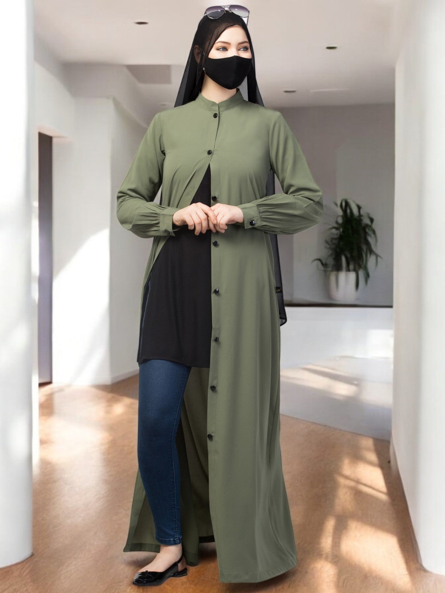 Front Open Abaya With Side Pockets