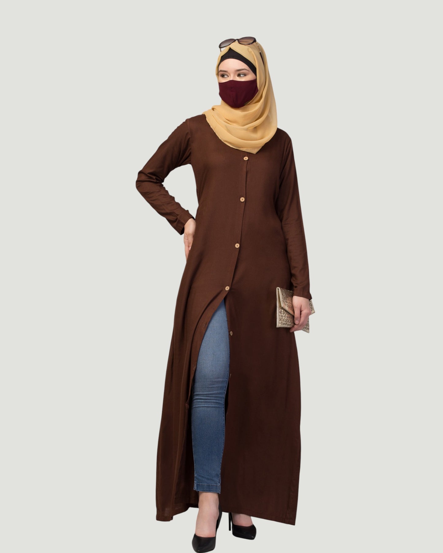 Elegant Front Open Summer Abaya Dress in Rayon Fabric