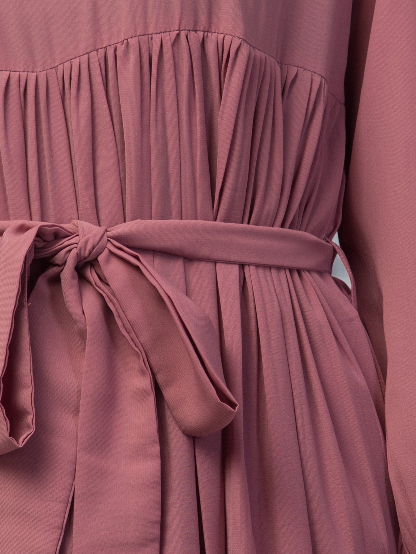 Multi Layered Abaya Dress With Belt & Elasticated Bell Sleeves