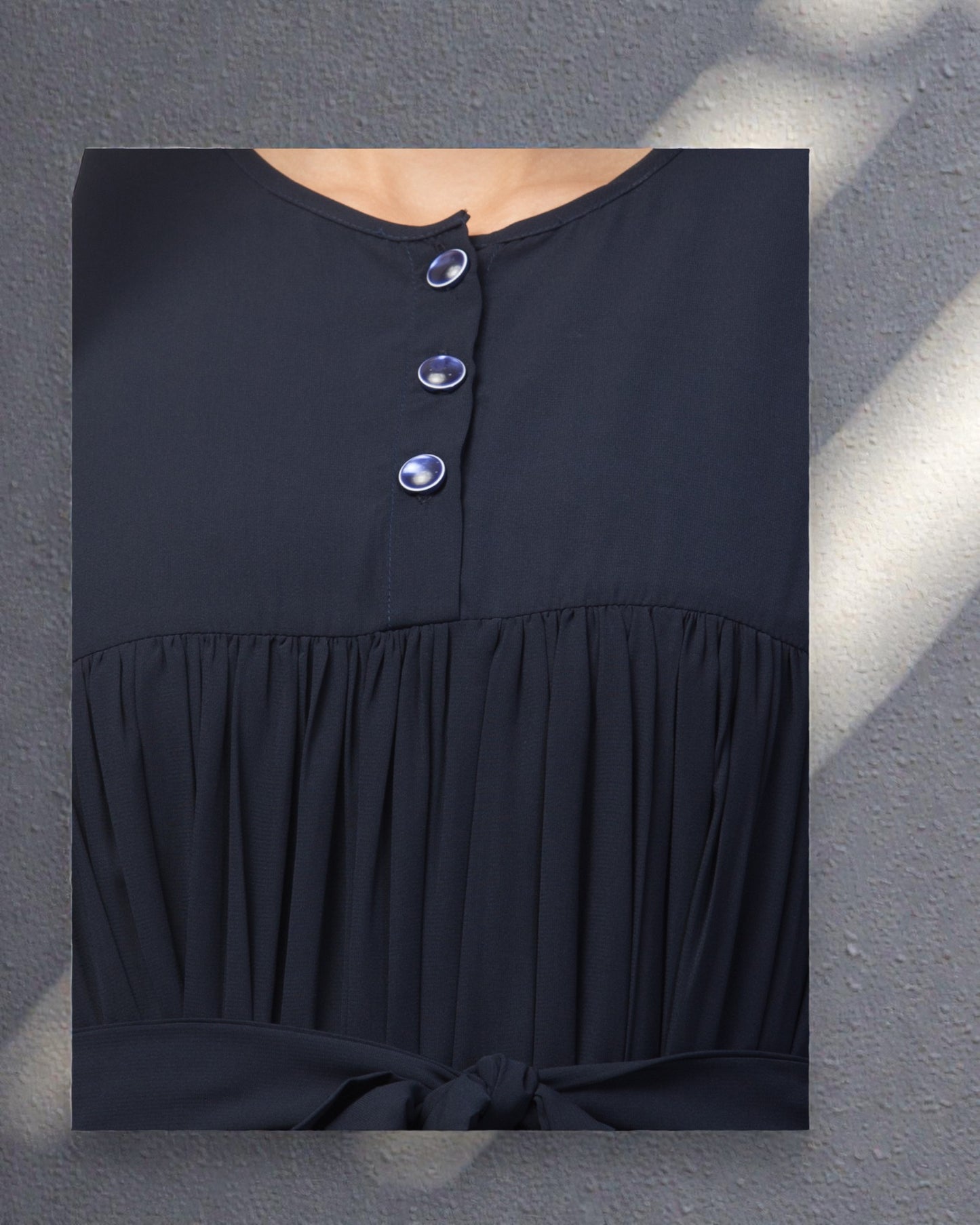 Maxi Dress with Buttons on Yoke and Sleeves-Falls loose From Chest.