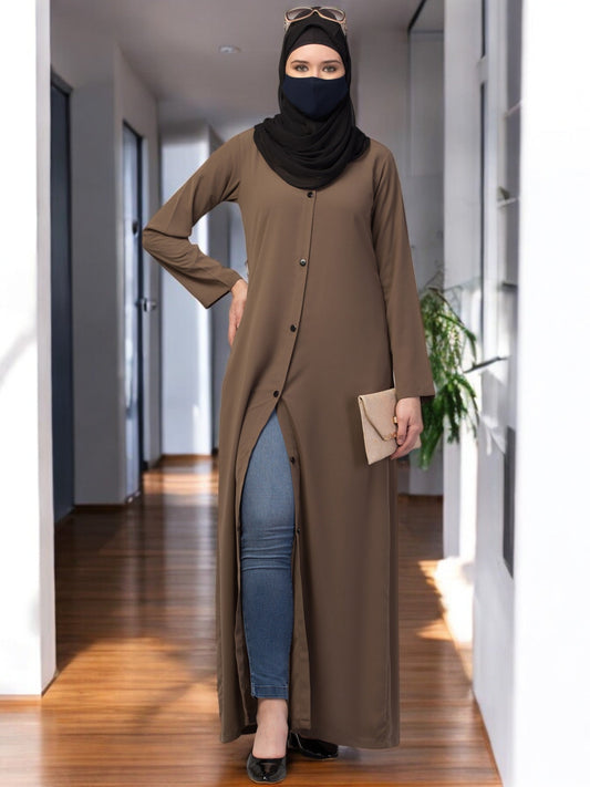 Front Open Abaya With Matching Fabric Belt