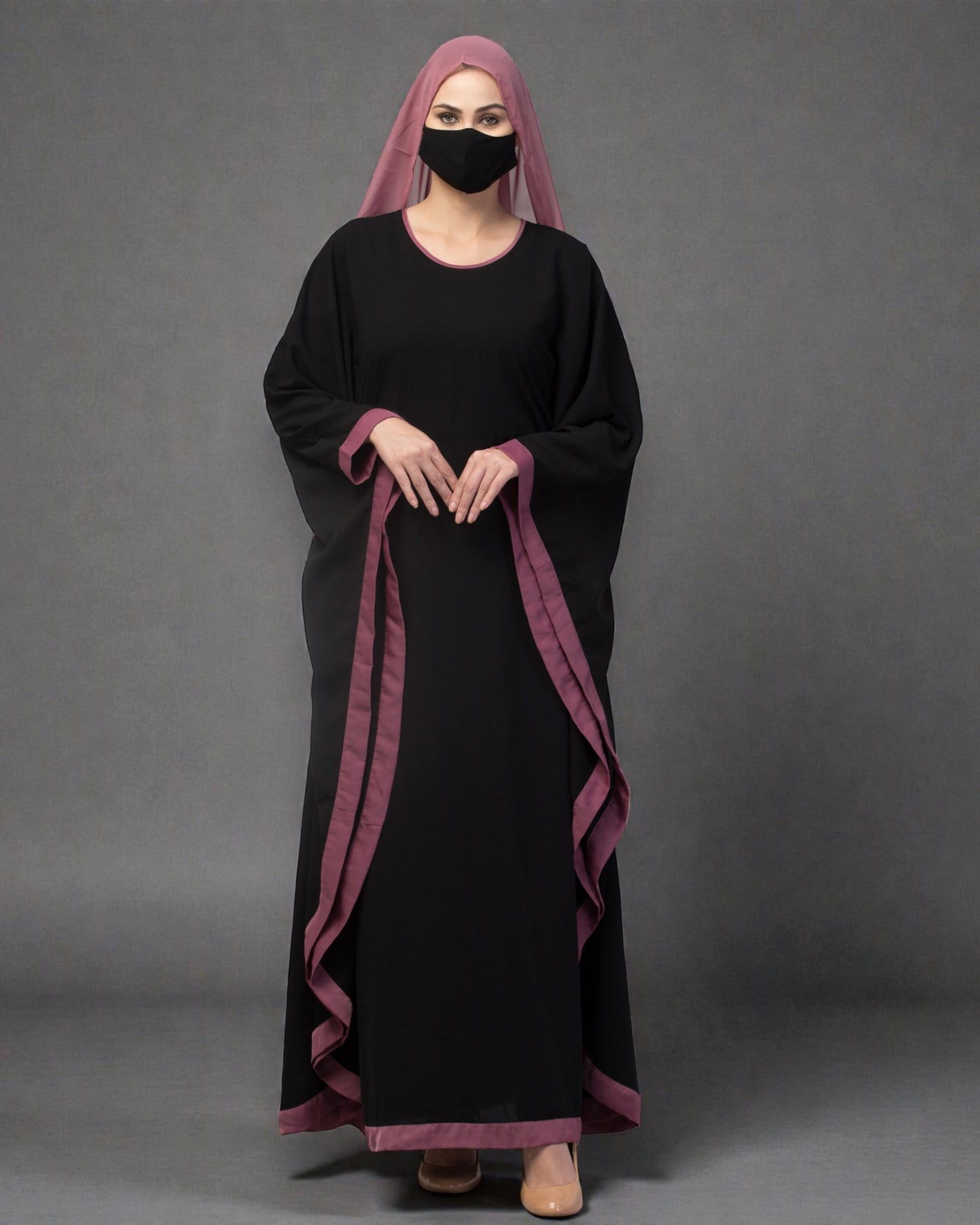 Basic Kaftan Abaya With Contrast Border