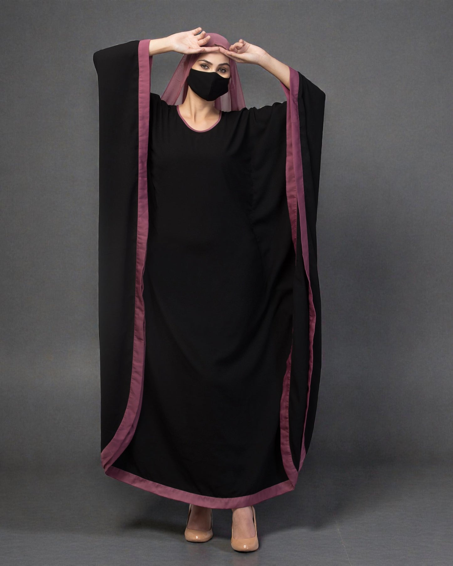 Basic Kaftan Abaya With Contrast Border