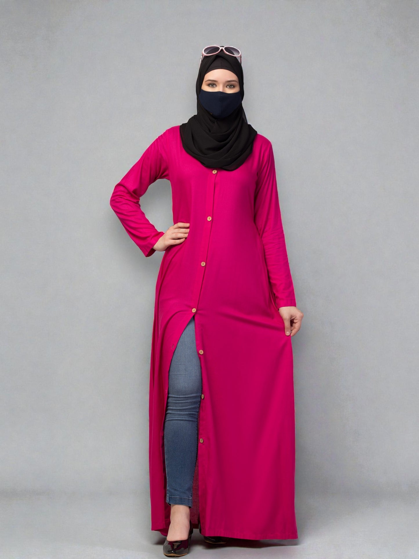 Elegant Front Open Summer Abaya Dress in Rayon Fabric