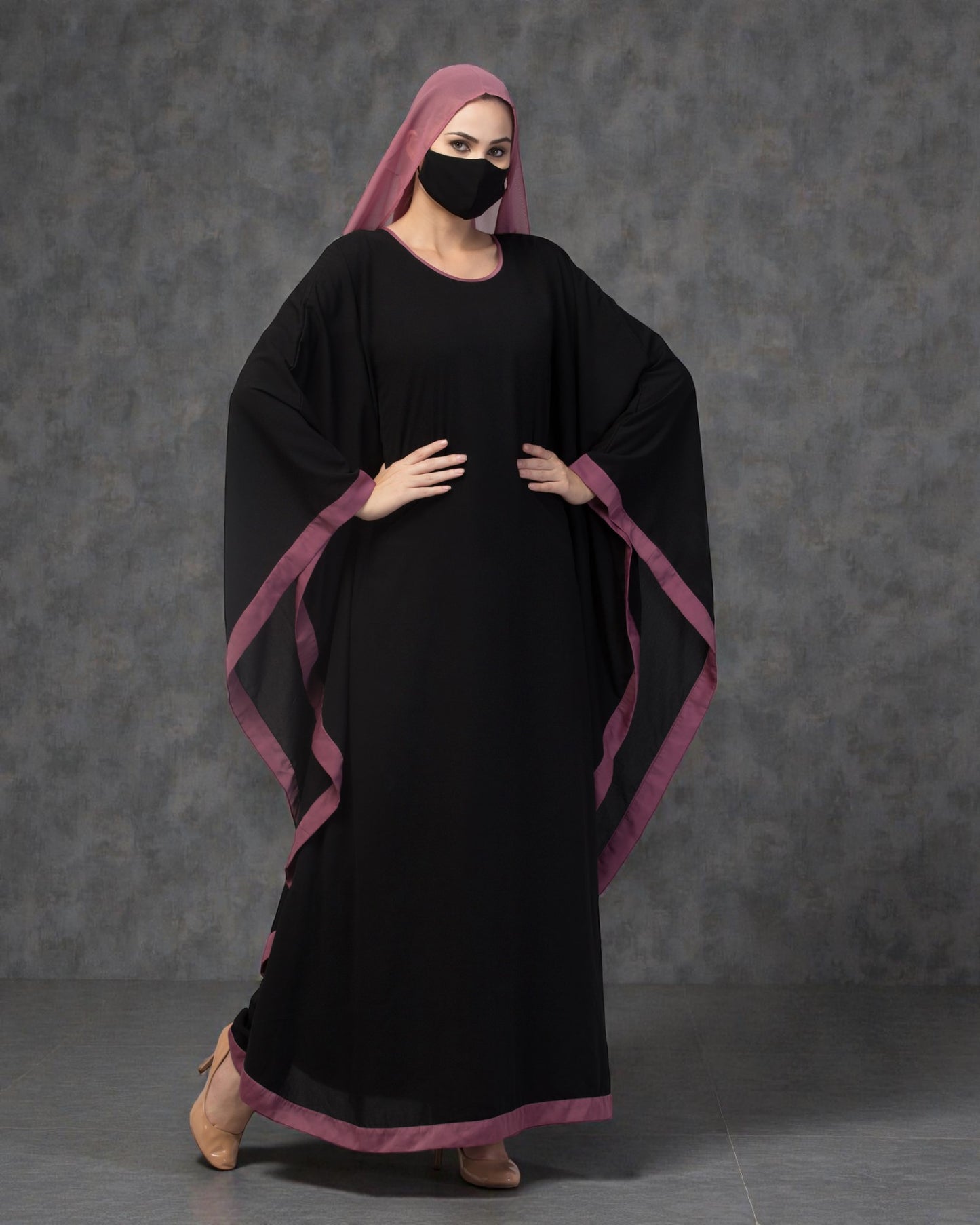 Basic Kaftan Abaya With Contrast Border