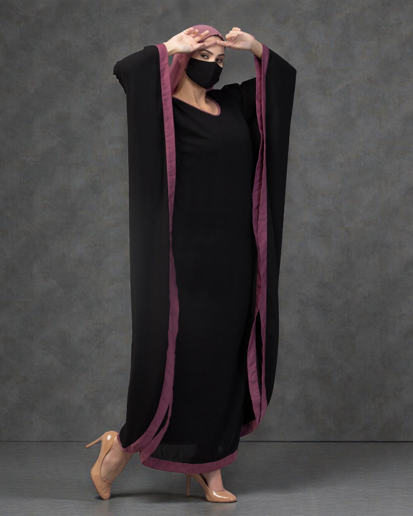 Basic Kaftan Abaya With Contrast Border