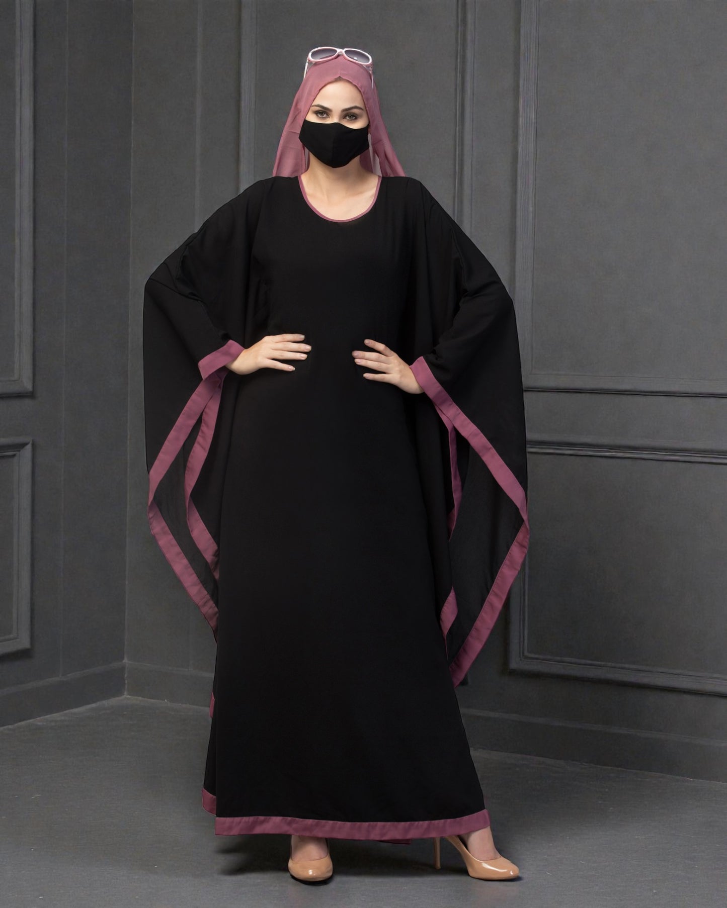 Basic Kaftan Abaya With Contrast Border