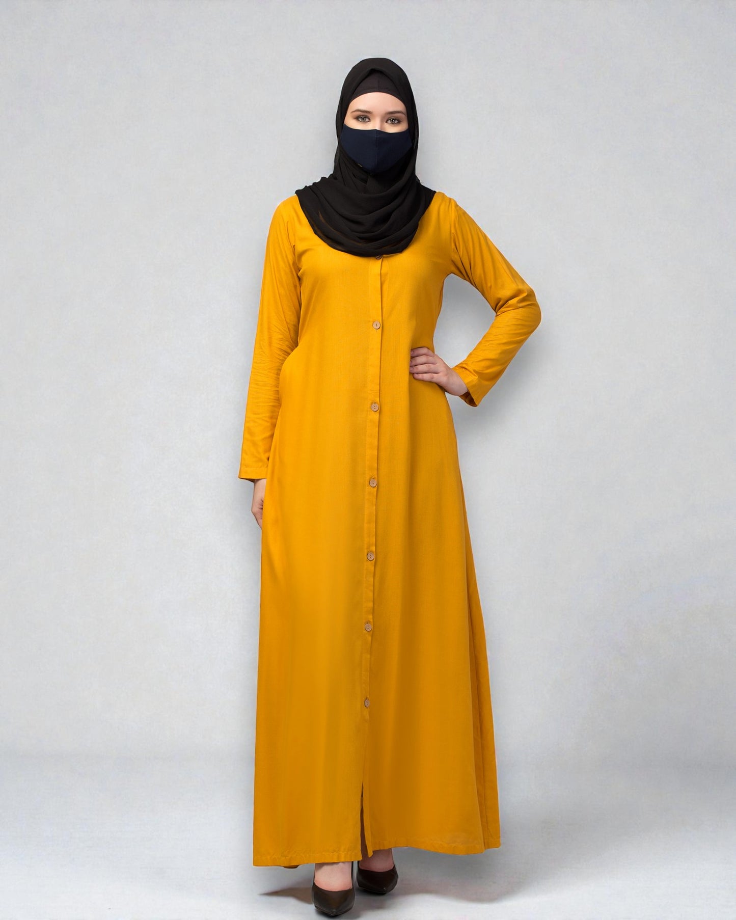 Elegant Front Open Summer Abaya Dress in Rayon Fabric