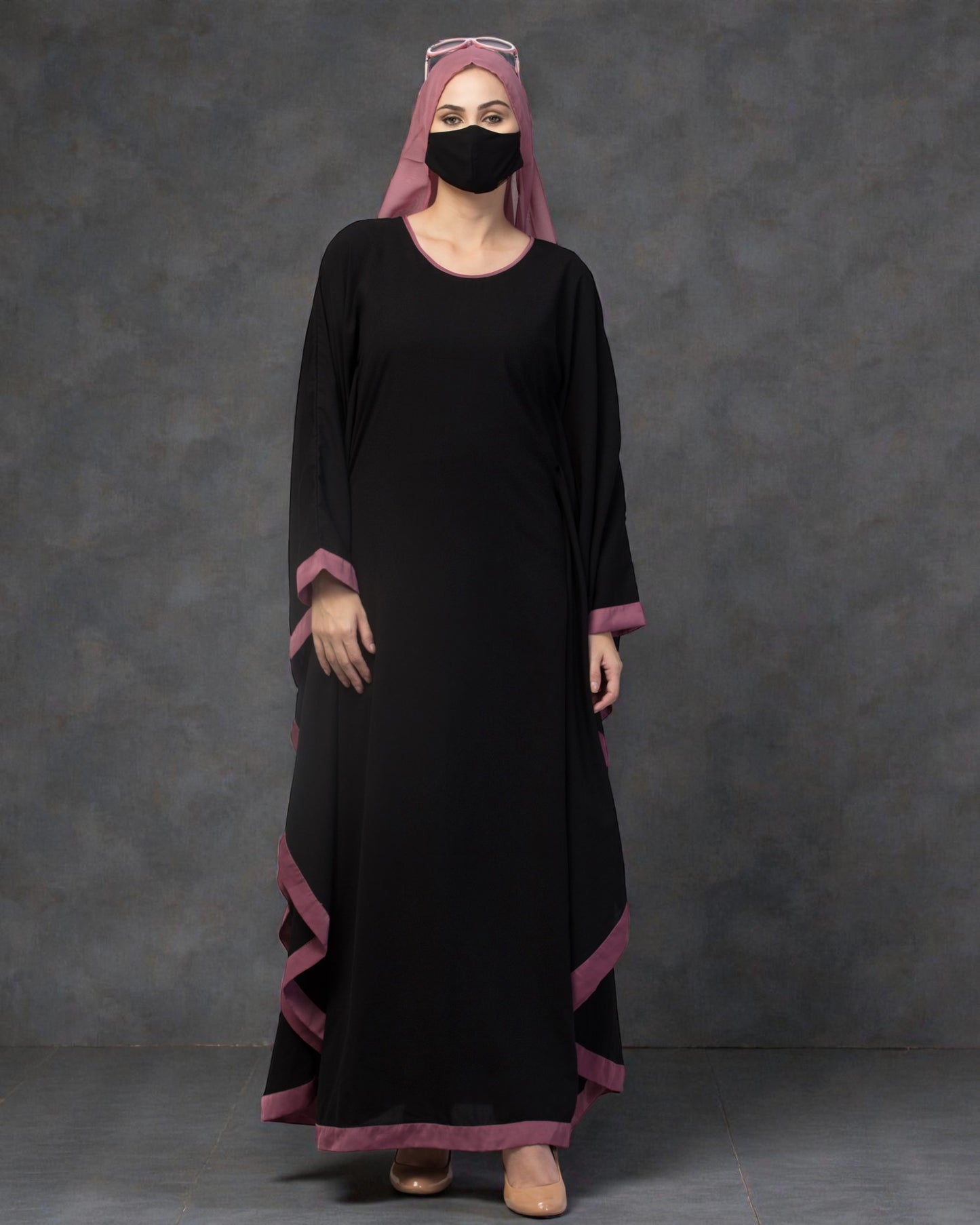 Basic Kaftan Abaya With Contrast Border