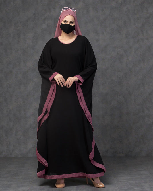 Basic Kaftan Abaya With Contrast Border