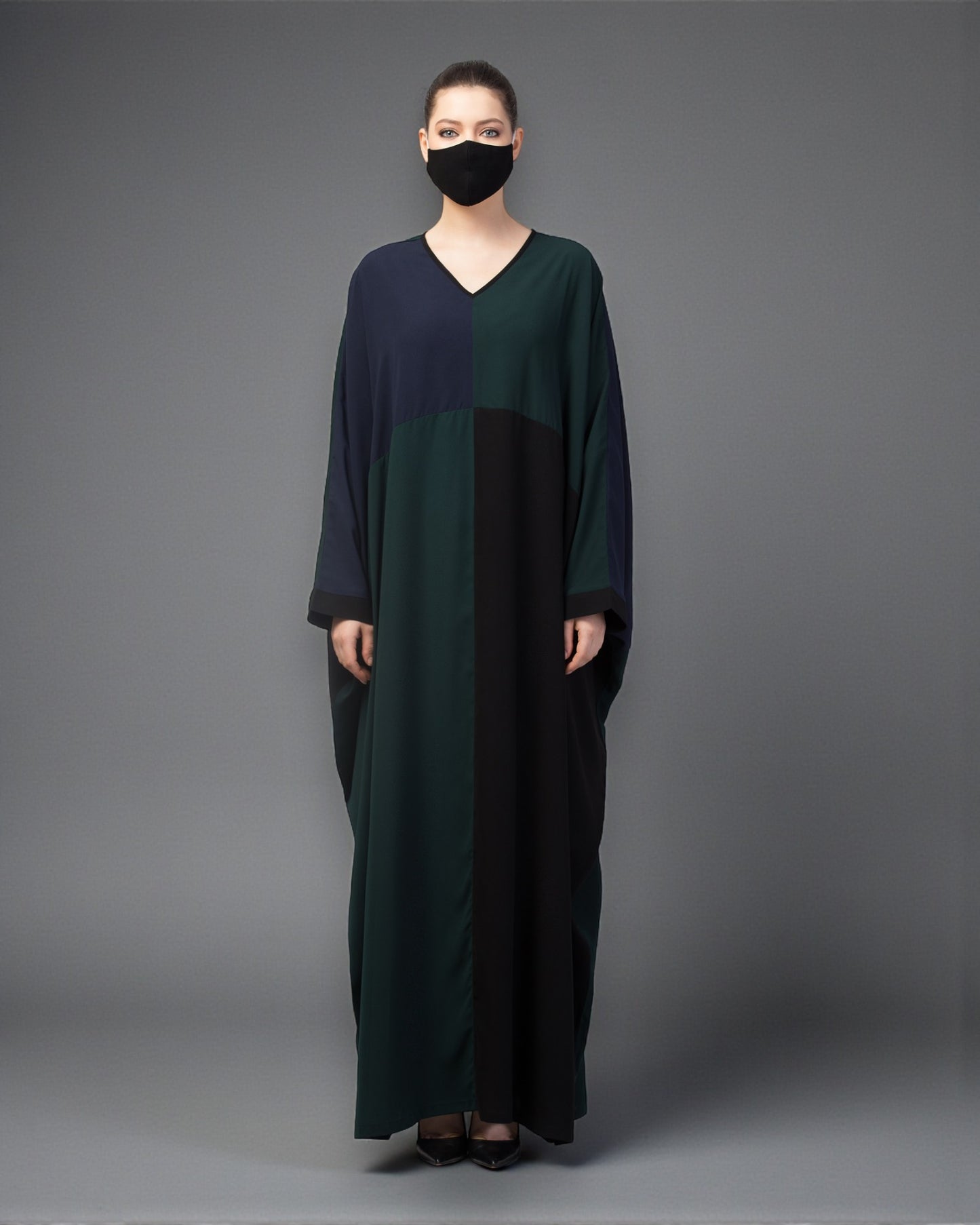 Color-Blocked Kaftan Abaya.