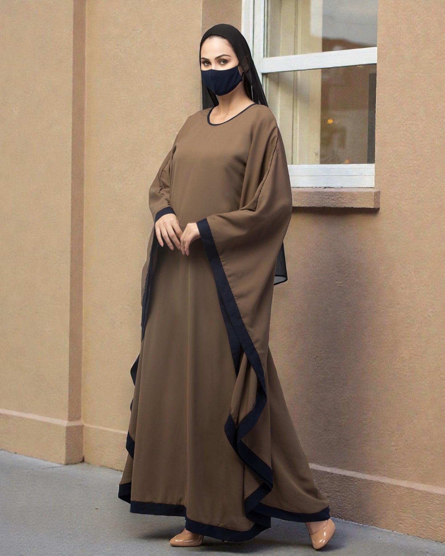 Basic Kaftan Abaya With Contrast Border