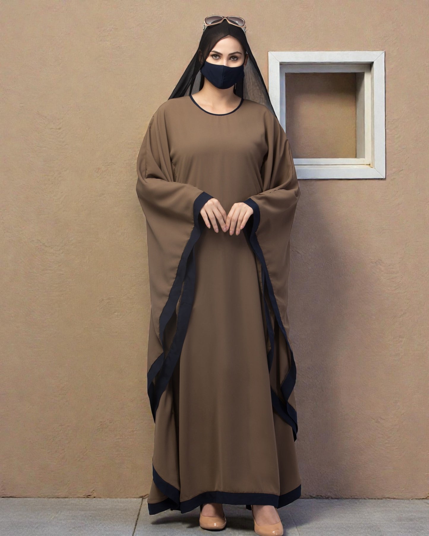 Basic Kaftan Abaya With Contrast Border