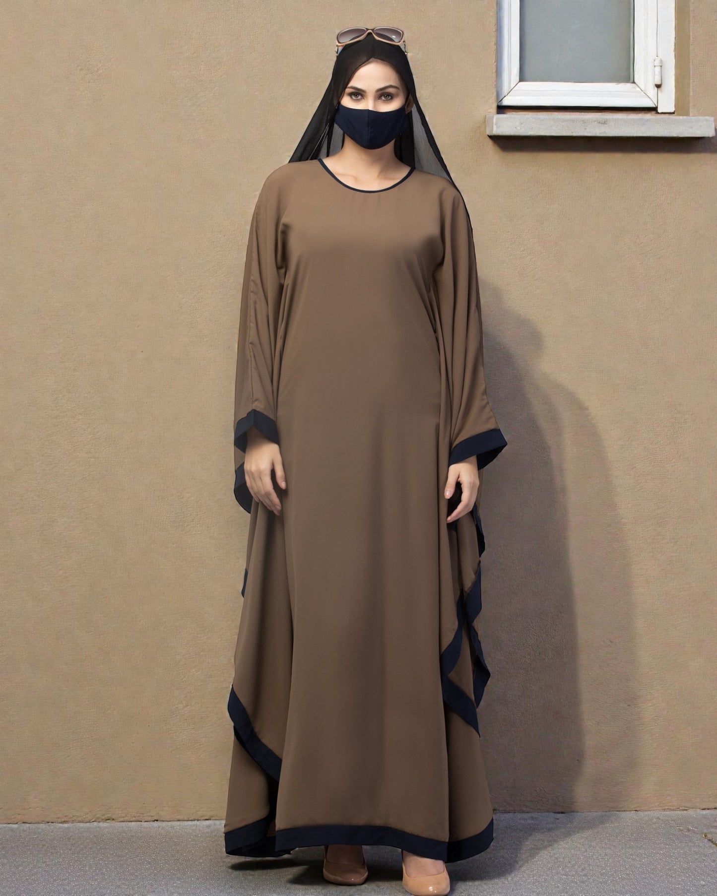 Basic Kaftan Abaya With Contrast Border