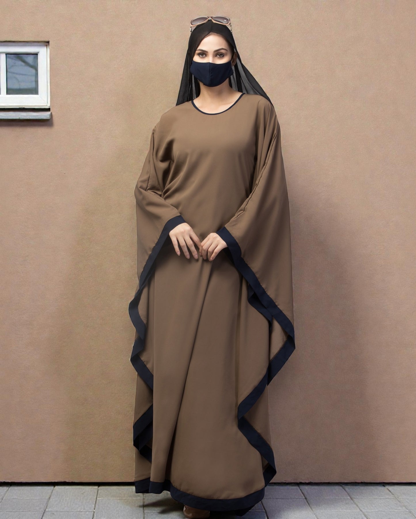 Basic Kaftan Abaya With Contrast Border