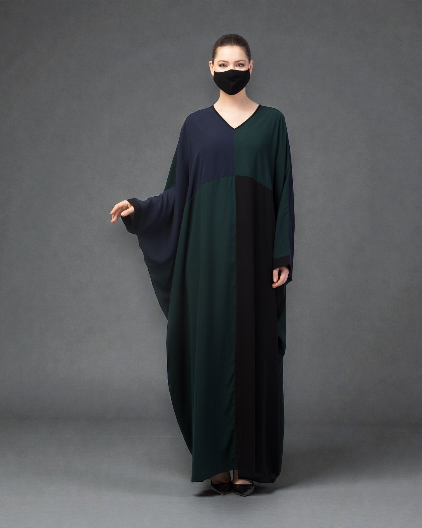 Color-Blocked Kaftan Abaya.