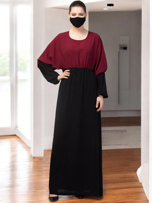 Dual Color Abaya With Designer Sleeves.