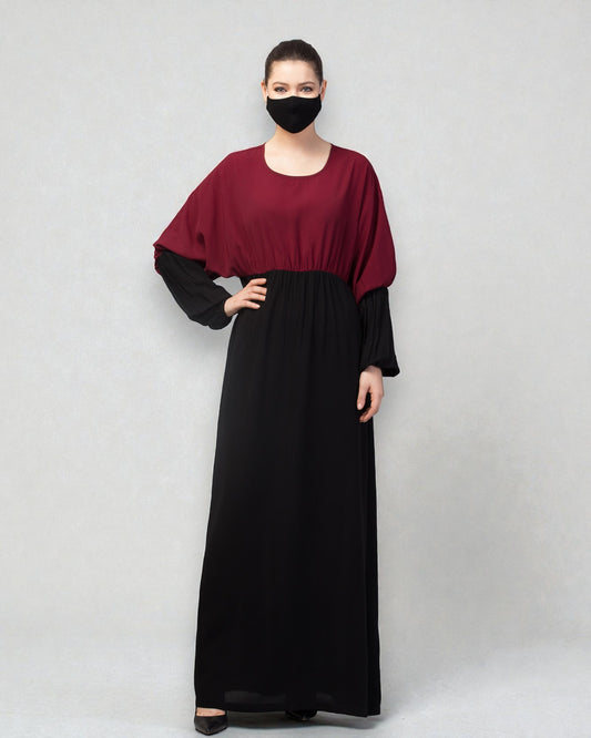 Dual Color Abaya With Designer Sleeves.