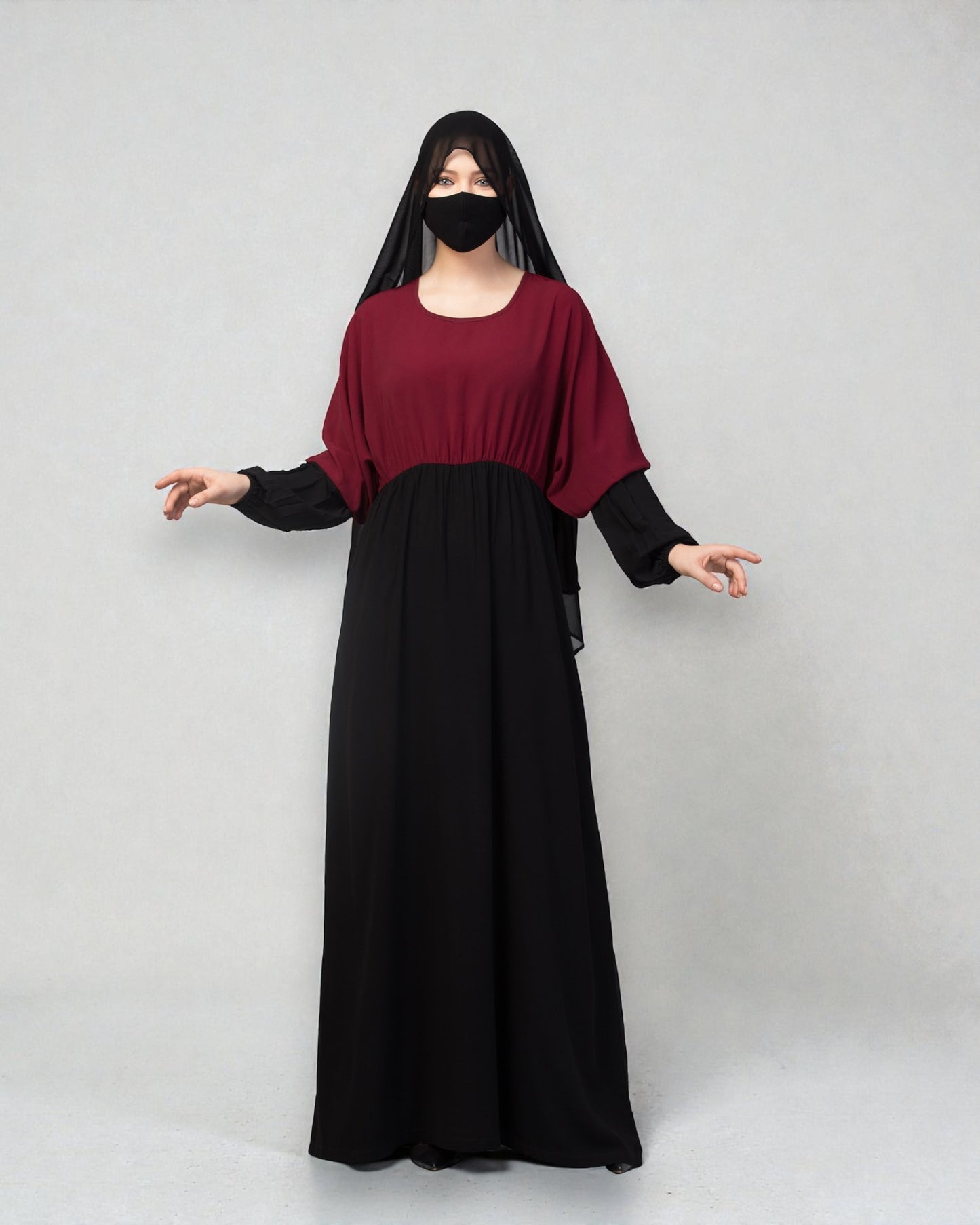 Dual Color Abaya With Designer Sleeves.