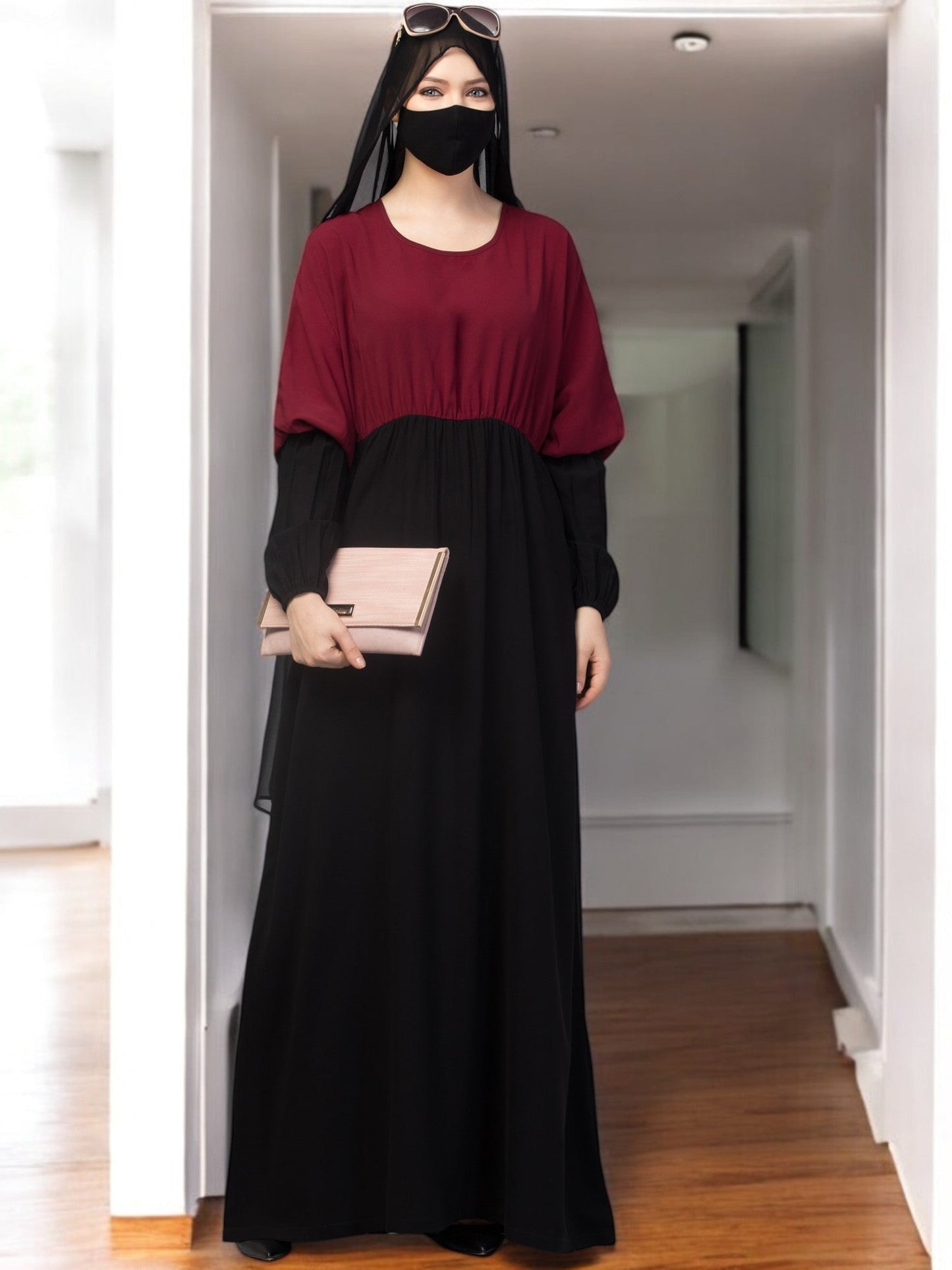 Dual Color Abaya With Designer Sleeves.