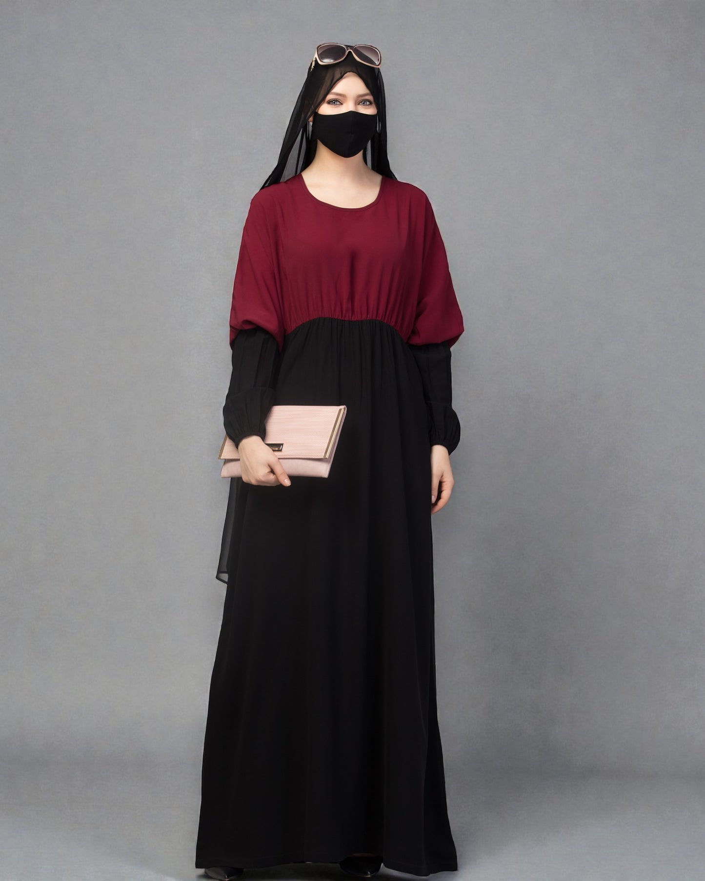 Dual Color Abaya With Designer Sleeves.
