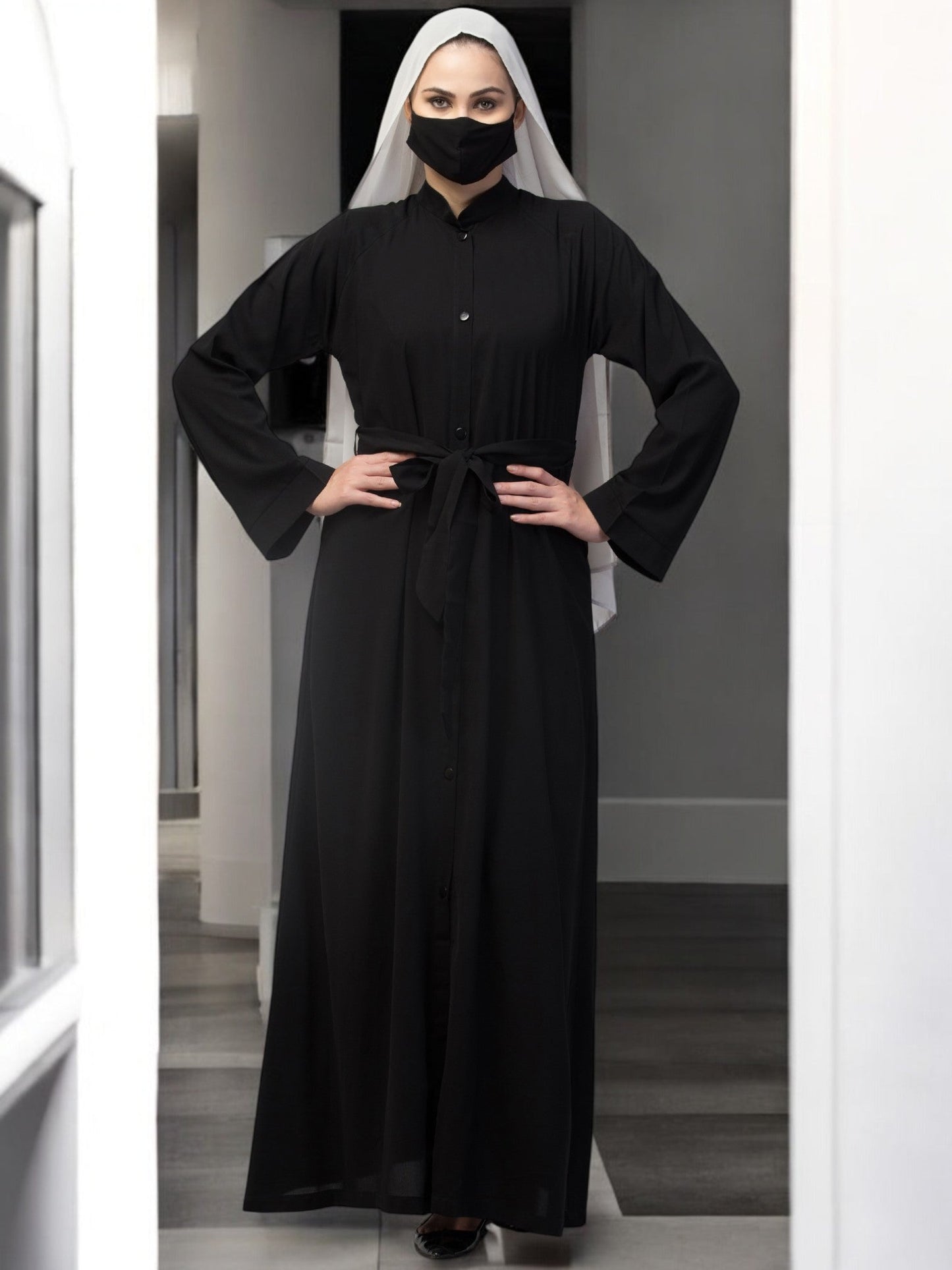 Front Open Abaya With Side Pockets