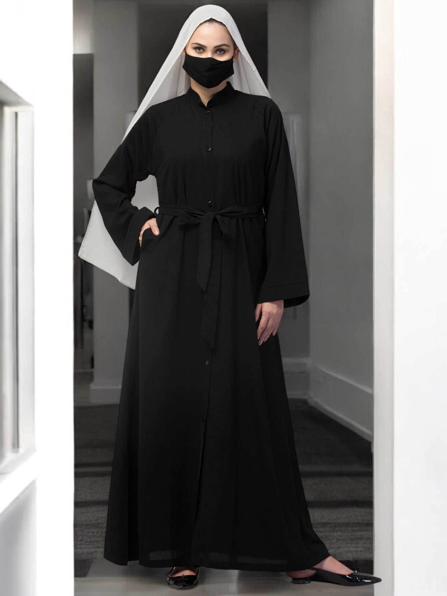 Front Open Abaya With Side Pockets