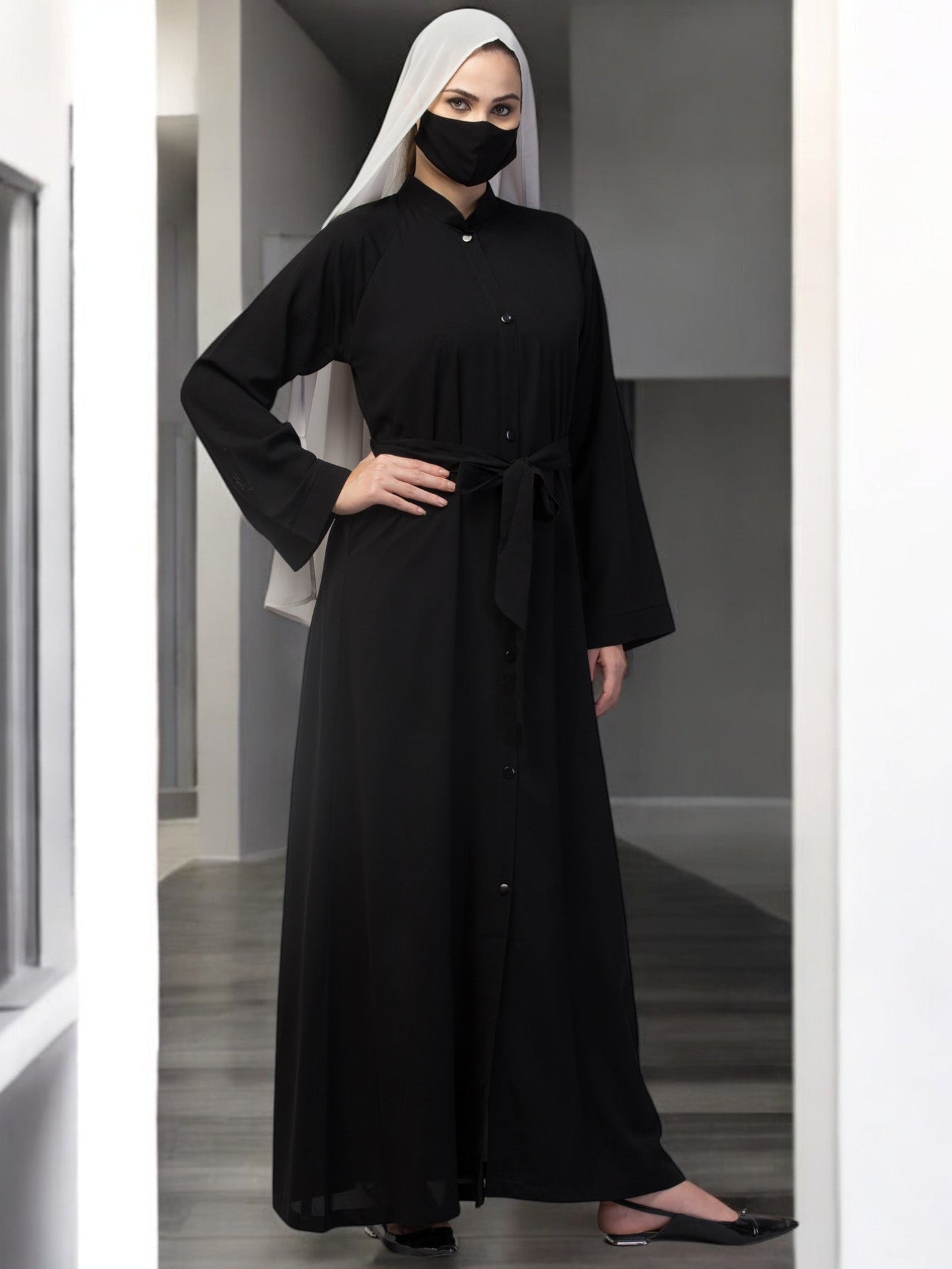Front Open Abaya With Side Pockets