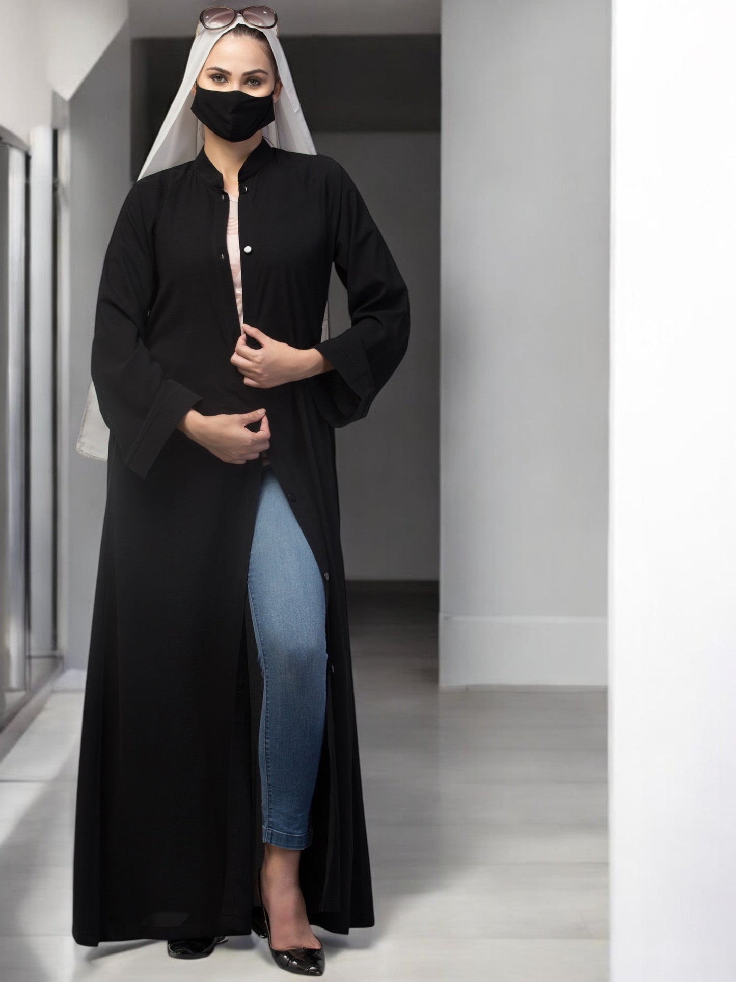 Front Open Abaya With Side Pockets