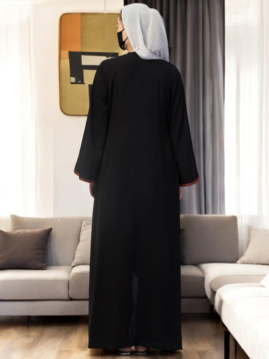 Open Abaya Like Dress With Falling Shrug Like Panels
