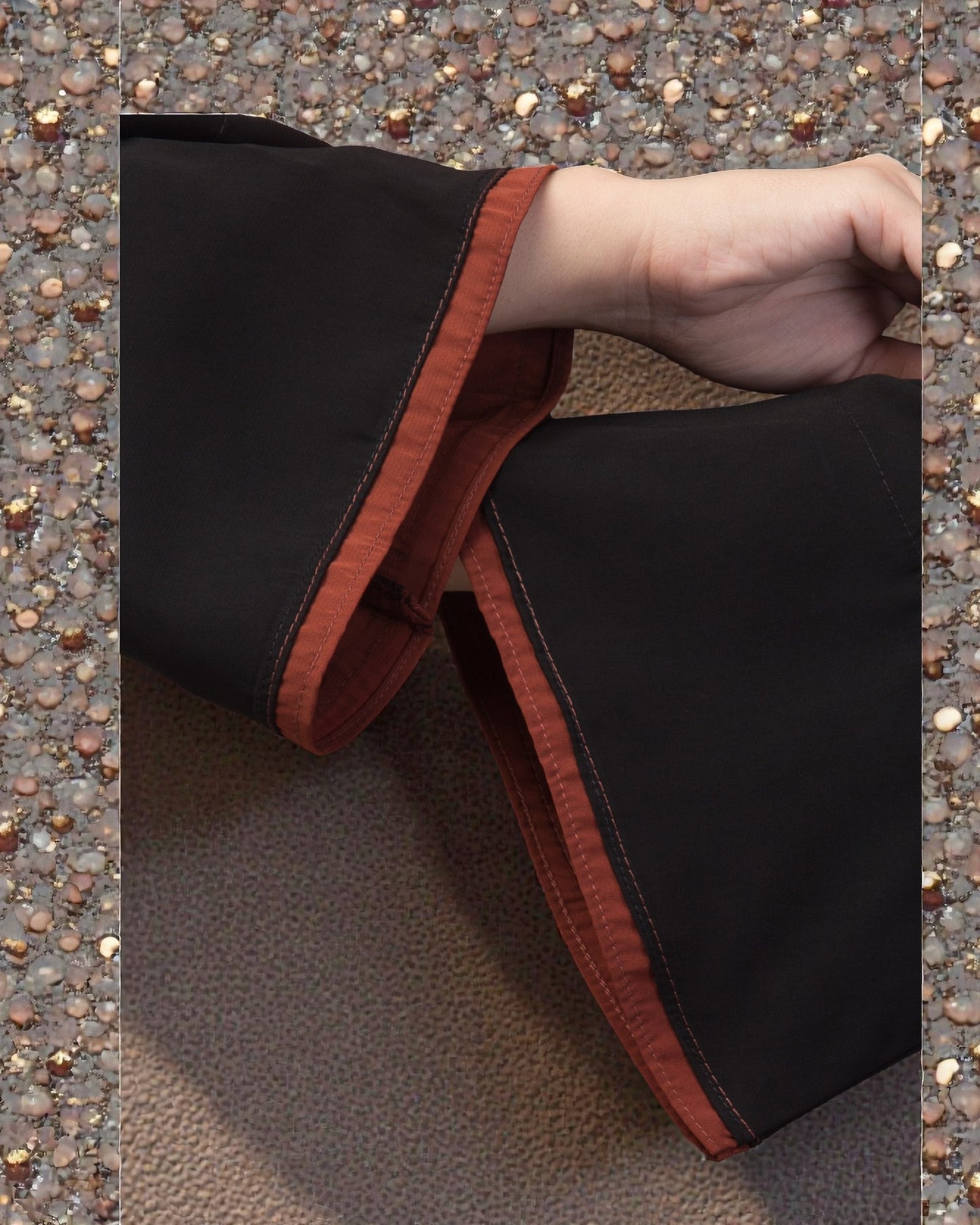 Open Abaya Like Dress With Falling Shrug Line Panels