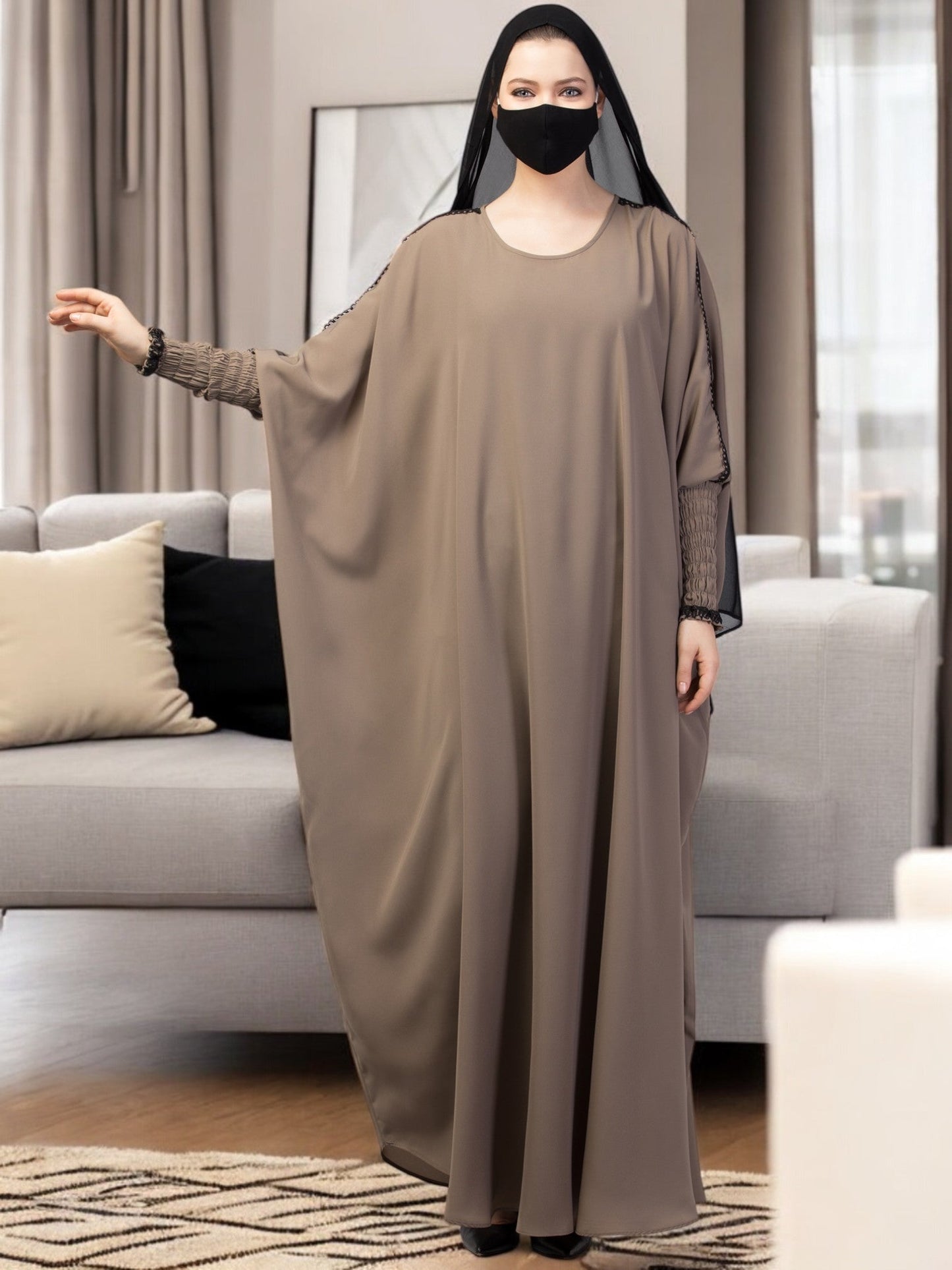 Free Size Kaftan Abaya With Lacework.