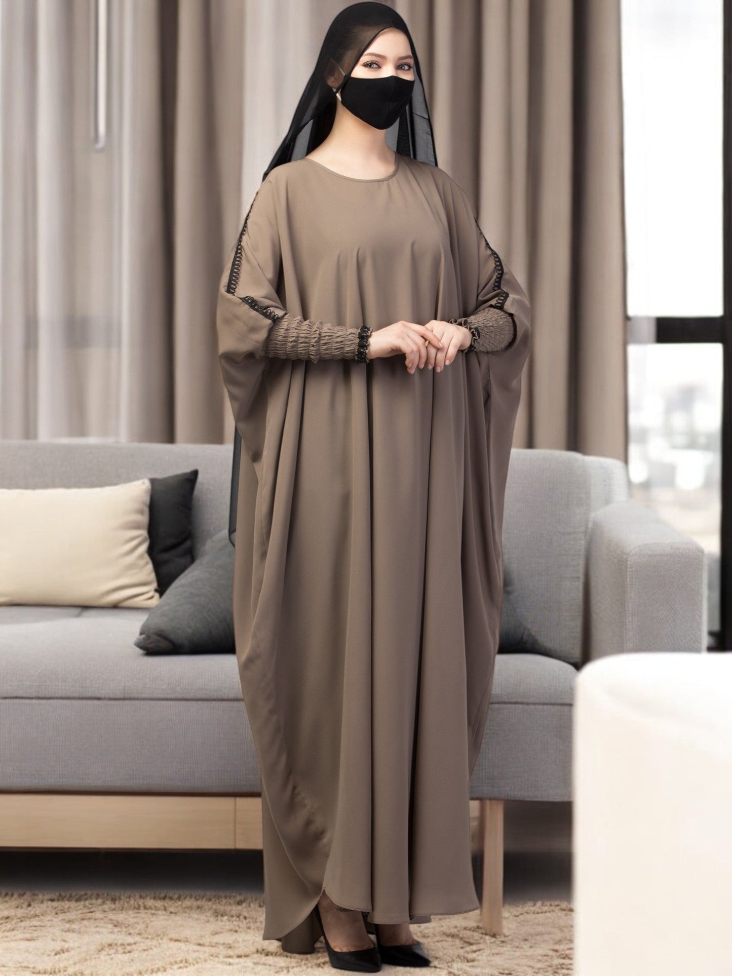 Free Size Kaftan Abaya With Lacework.