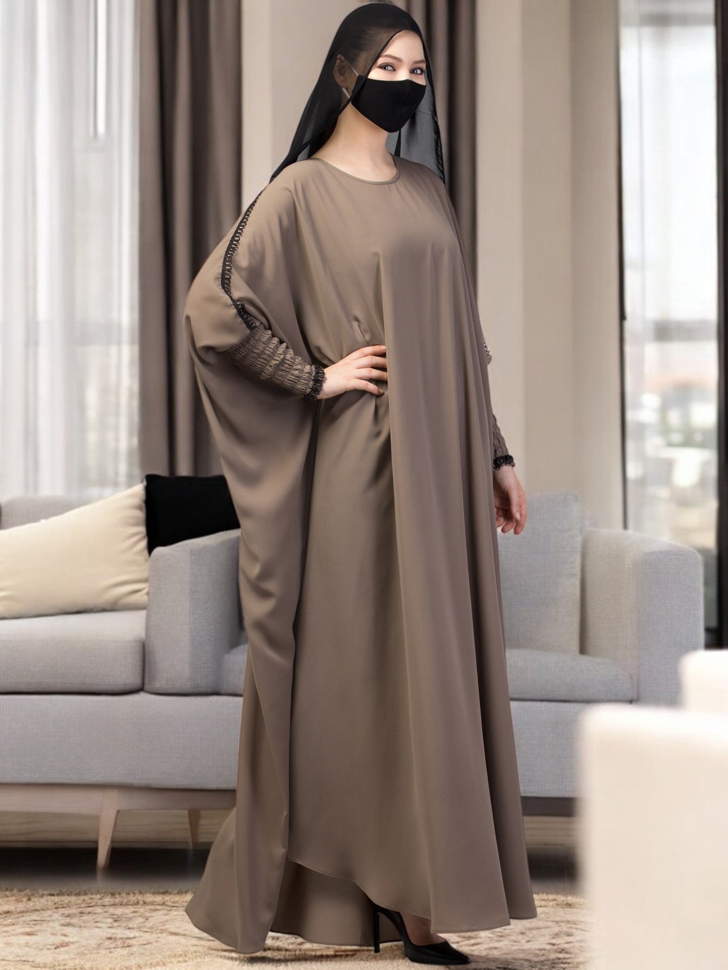 Free Size Kaftan Abaya With Lacework.